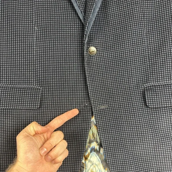Robert Graham Blazer Mens 42R Blue Check Velvet Sports Coat Suit Jacket READ - Picture 2 of 12
